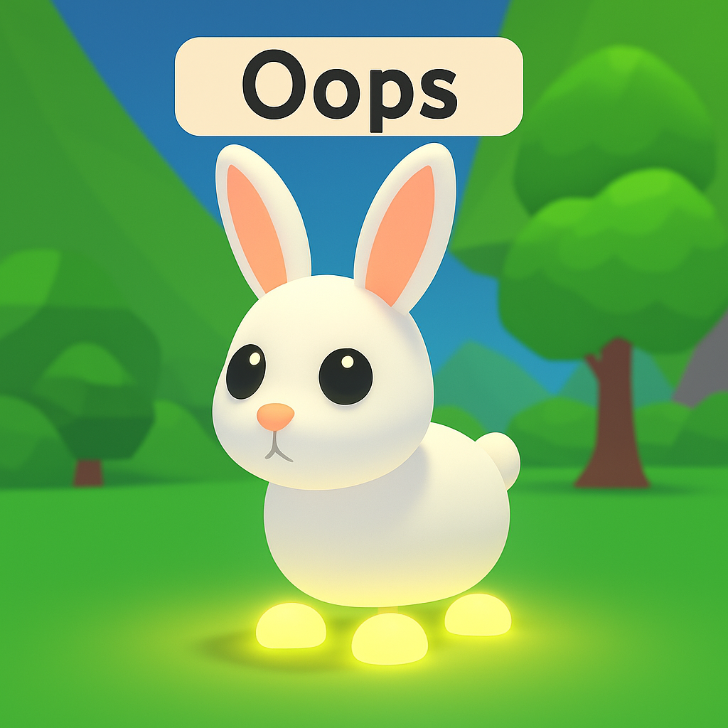 Neon bunny named oops